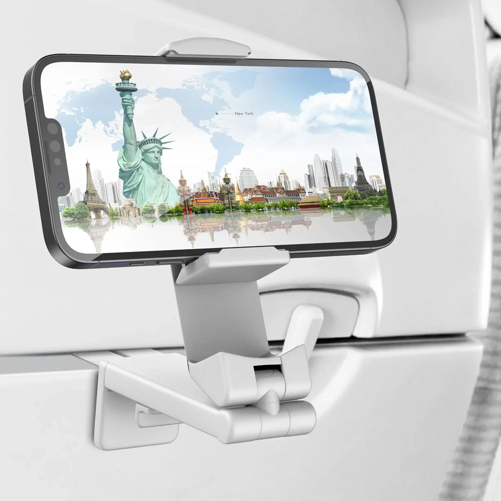 Universal Mount Airplane Mobile Phone Holder for Travel Selfie Rotating Desk Clamp Portable Foldable Hook Adjustable Phone Stand