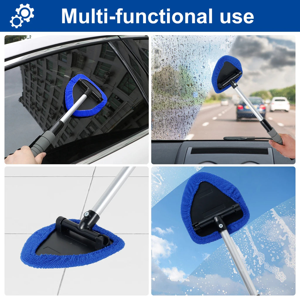 Window Scraping Mist Eliminator Microfiber Car Window Cleaner Telescopic Windshield Cleaning Tools Auto Accessories