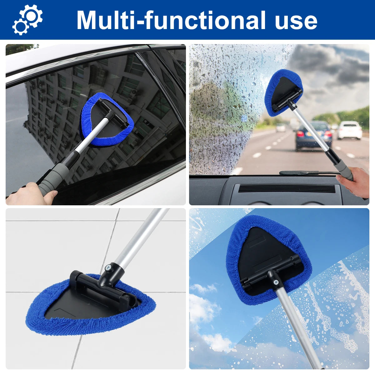 Window Scraping Mist Eliminator Microfiber Car Window Cleaner Telescopic Windshield Cleaning Tools Auto Accessories