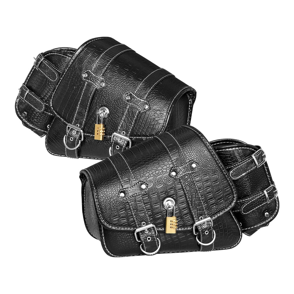 Sacs de selle de moto rétro pochette mallette de rangement valise de réservoir de bagages latéraux sacs en cuir PU/PVC