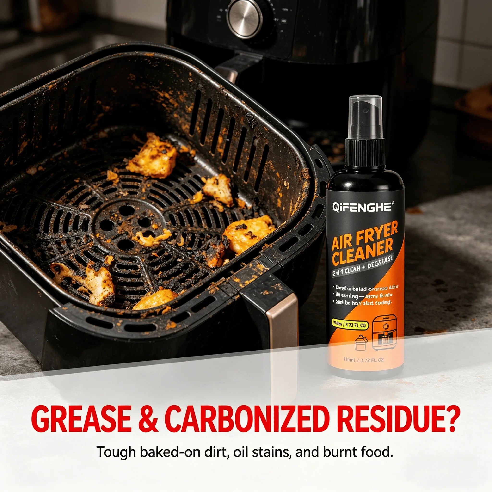 Air Fryer Cleaner Degreaser 2-in-1 Clean & Lubricate Removes Grease Burnt Food Residue Safe for Non-Stick Coating Oven Rack