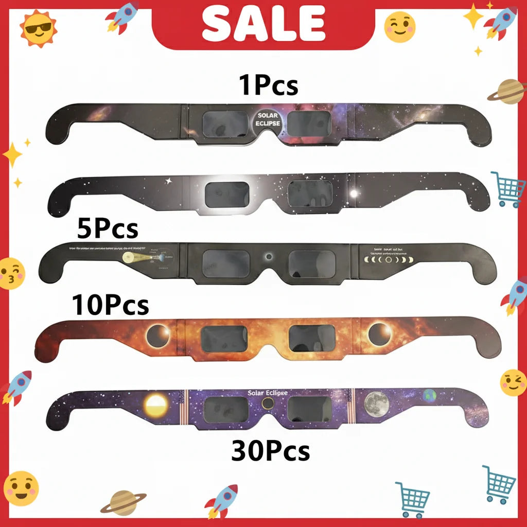 Wholesale 1/3/5/10/100Pcs Paper Solar Eclipse Glasses Safe For Direct Sun Viewing Observe Total Eclipses Partial Eclipse