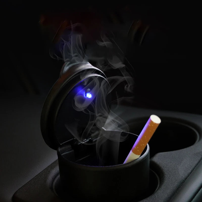 2PCS Car Portable Ashtray Holder Plastic Cup Flame Retardant Cigarette LED Ashtray Storage Case For Auto Home Smoking Accessory