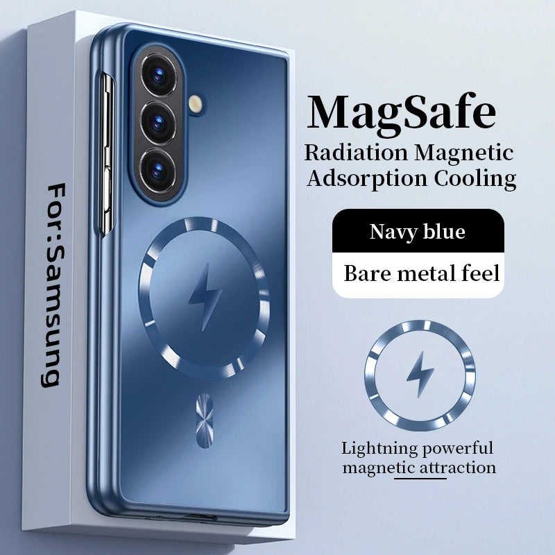 Plating Matte for Magsafe Magnetic Case for Samsung Galaxy Z Fold 8 Ultra 7 6 5 4 3 Wireless Charging Shockproof Protector Cover