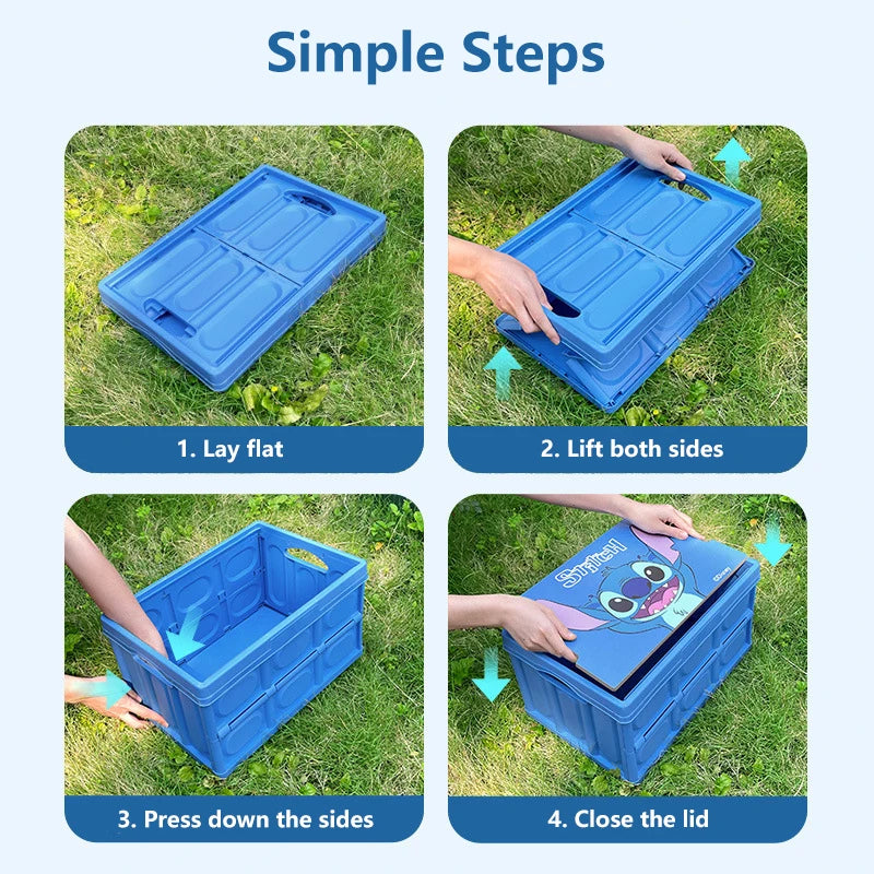 Stitch Car Trunk Storage Box Folding Luggage Organizer for Outdoor Camping Home Supermarket - Space Saving Solution