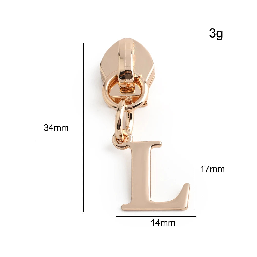 20/50PCS 5# Nylon A-Z English Initial Letter Zipper Puller Slider For Create Personal Logo Bag Purse Trinkets Gift Accessories