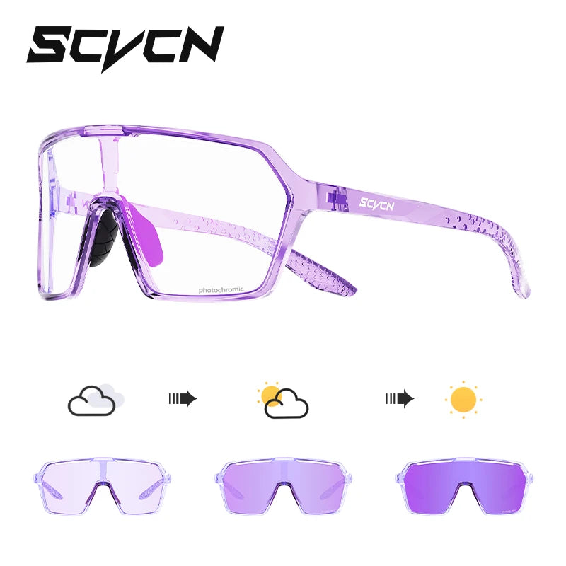 SCVCN Photochromic Hiking Cycling Glasses Outdoor Running Sunglasses Stylish Hiking Driving Glasses Casual Sports Sunglasses