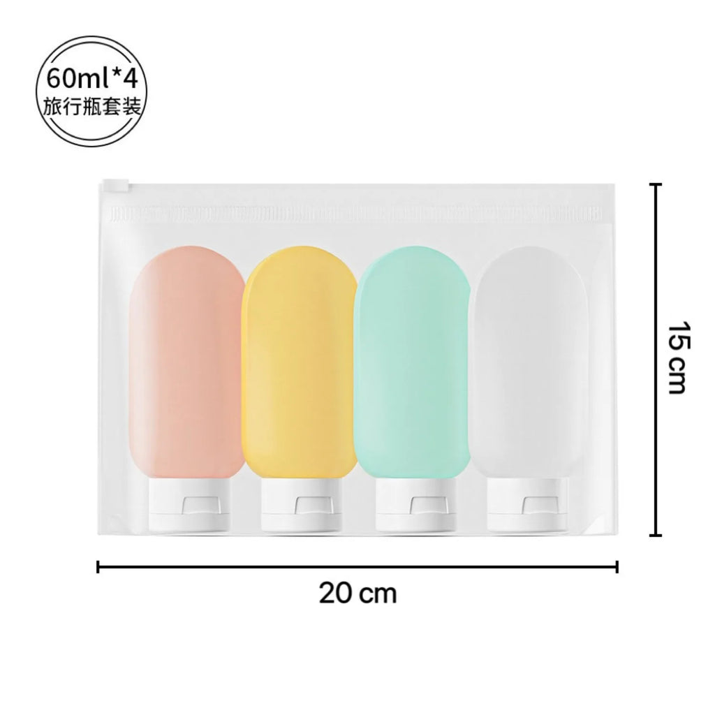 4Pcs Travel Bottles Set Refillable Bottle Cosmetic Containers 60ml Cream Lotion Shampoo Travel Dispenser Squeeze Tube Makeup