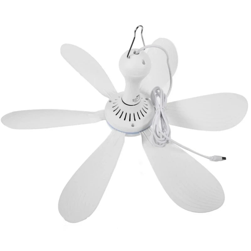 XIAOTREE USB Fan Silent 6-blade Ceiling Fan 4-speed Hanging Fan for Camping Bed Camping Outdoor Hanging Camper Tents