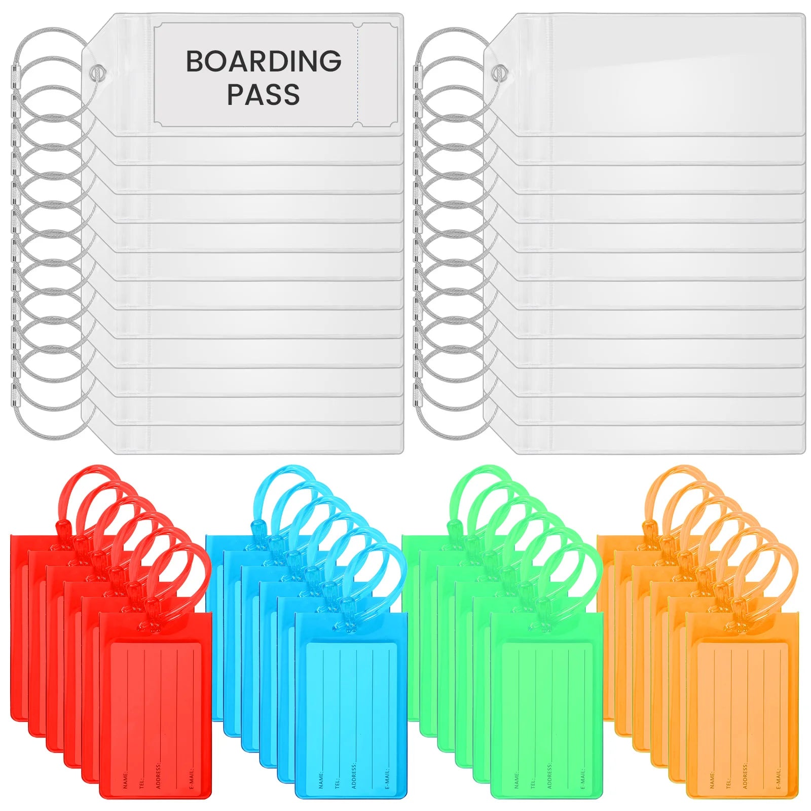 48/100 Pcs PVC Luggage Tag Waterproof Flexible Suitcase Label Multi Colors Card Cover Luggage Tag for Baggage Travel Accessories