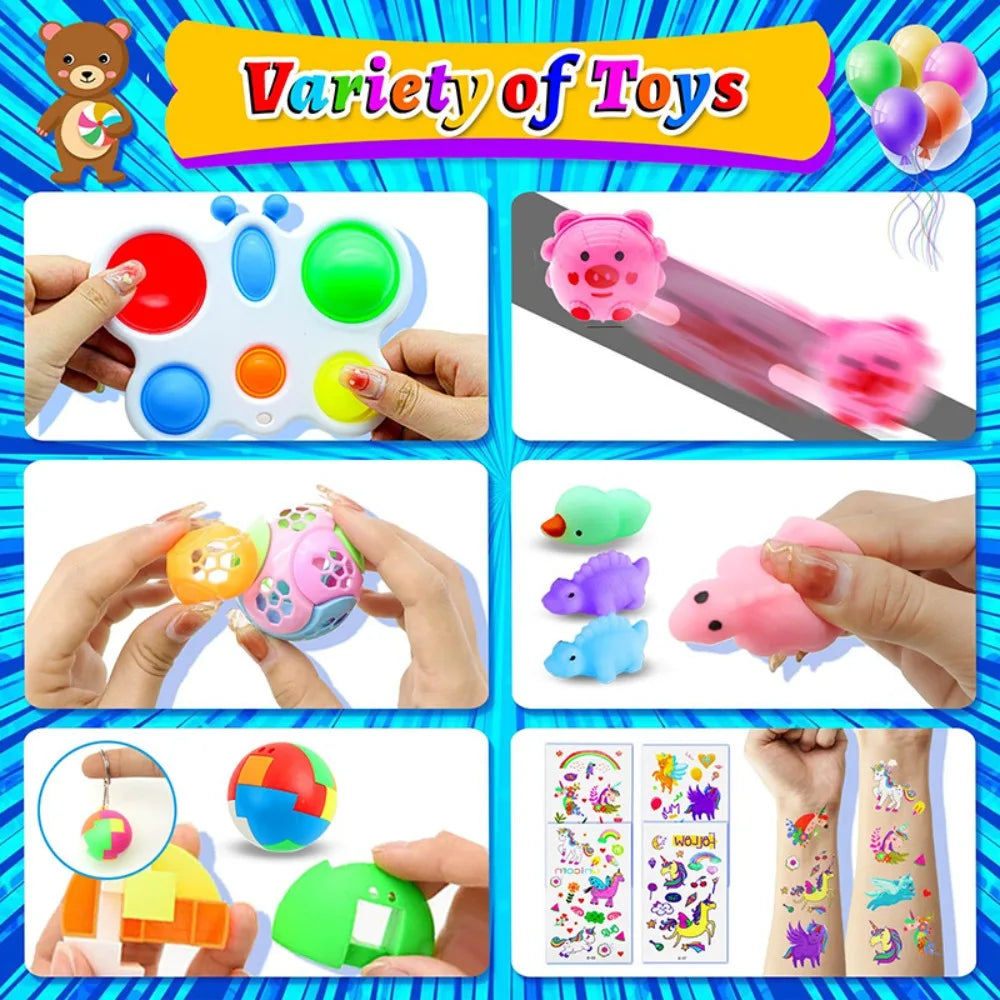 Boxed 206 Pcs Party Favors Set for Birthday Wedding Children's Day Carnival Celebration Christmas Party Favors Classroom Prizes