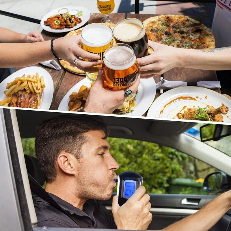 English Digital Alcohol Detector AT6000 Portable Mini Blowing Nozzle for Automotive Home Drunk Driving Detection