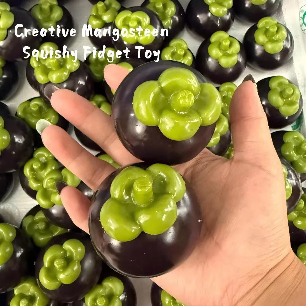 Soft Handmade Crispy Mangosteen Stress Ball Fidget Toy Crunchy Squeeze Ball Round Blocks Filled ASMR Anti Stress Toys for Adults