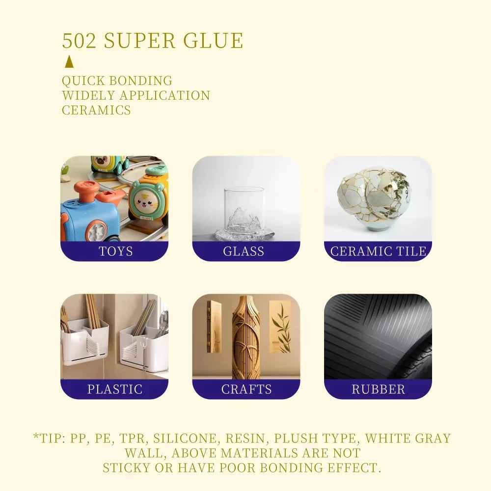 1/3/10PCs 502 Super Glue Instant Quick-Drying Cyanoacrylate Adhesive for Leather Rubber Wood Metal Strong Bond Liquid Glue Tool