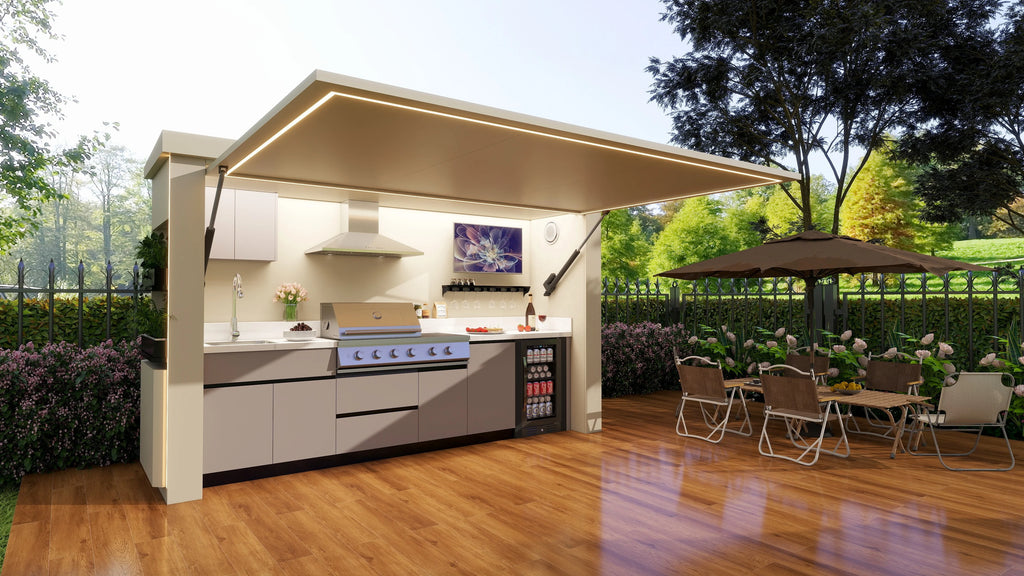 Luxury BBQ Pods Outdoor Kitchen Shed Cabinets Modern Gas Grill Natural Gas Propane Burner Customized Backyard Station