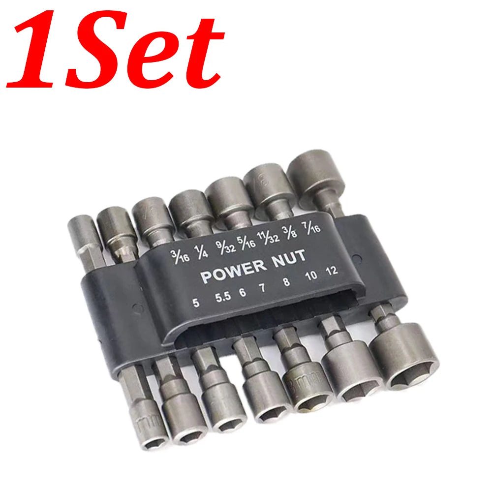 1-4Set 5-12mm Hexagon Nut Driver Drill Socket Screwdriver Wrench Set 9/14Pcs Screwdriver Socket Pneumatic for Woodworking Tools