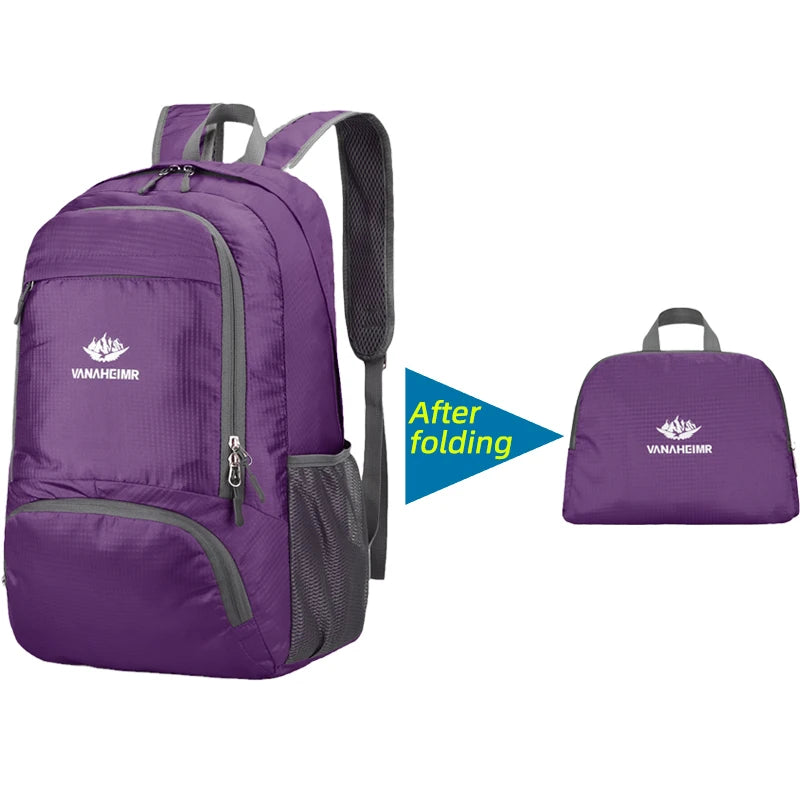 23L Packable Backpack Foldable Ultra Light Outdoor Duffle Bag Big Folding Knapsack Hiking Travel Rucksack Mountaineering Daypack