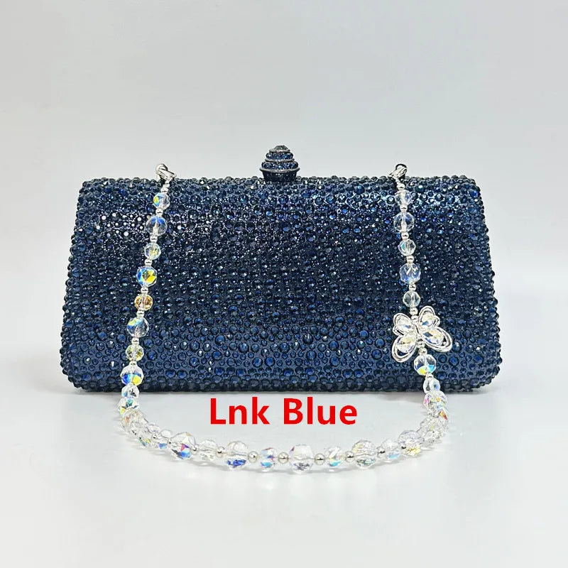 Luxury Ladies Clutch Evening Bag Crystal Rhinestone Butterfly Bag Chain Wedding Party Golden Wallet Christmas Gift Shiny Handbag