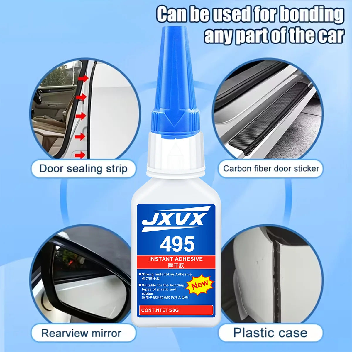 10 Pieces Jxvx 495 Instant Adhesive Super Glue 20g Quick Drying Transparent Multipurpose Metal Plastic Rubber DIY