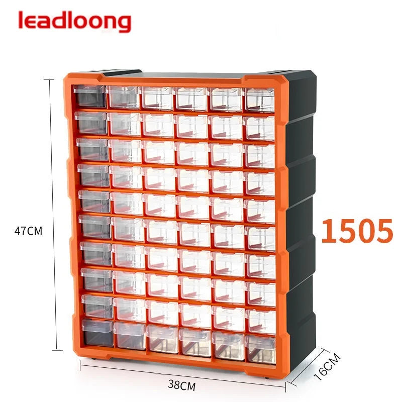 LEADLOONG 60 Grids Screw parts storage box Drawer type transparent accessories classification grid parts cabinet toolbox