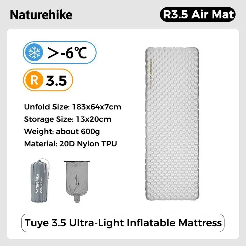 Naturehike Camping Mat 3.5/5.8/8.8 High R Value Ultralight Warm Inflatable Mattress Outdoor Portable Folding Inflatable Mats