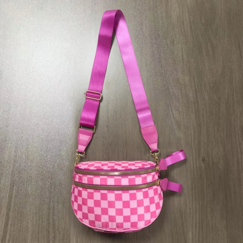New checkered crossbody bag, shoulder bag, large-capacity shell bag