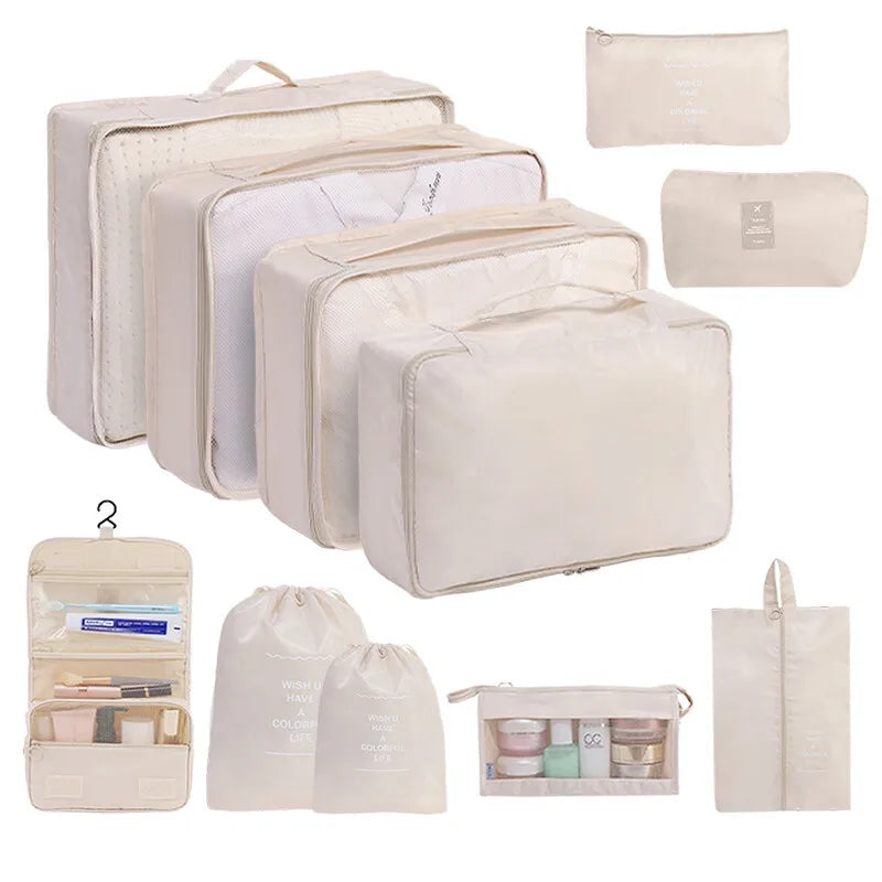 7/8/9/10/11 Pcs Set Travel Organizer Storage Bags Suitcase Packing Cubes Set Cases Portable Luggage Clothes Shoe Tidy Pouch