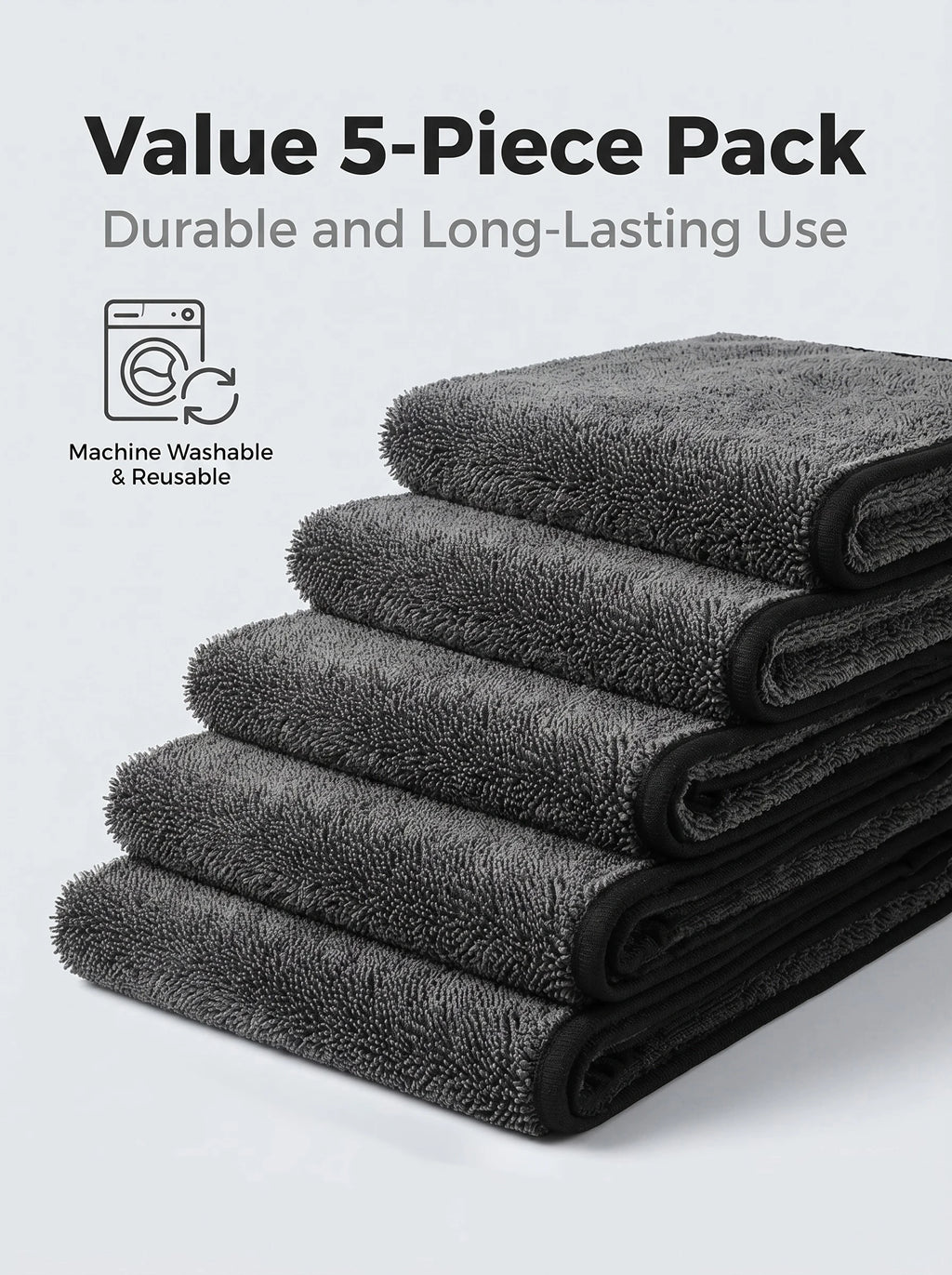 5PCS 600GSM Microfiber Car Wash Towel Lint Free Edgeless Scratch Free Ultra Absorbent Auto Detailing Drying Cleaning Cloth