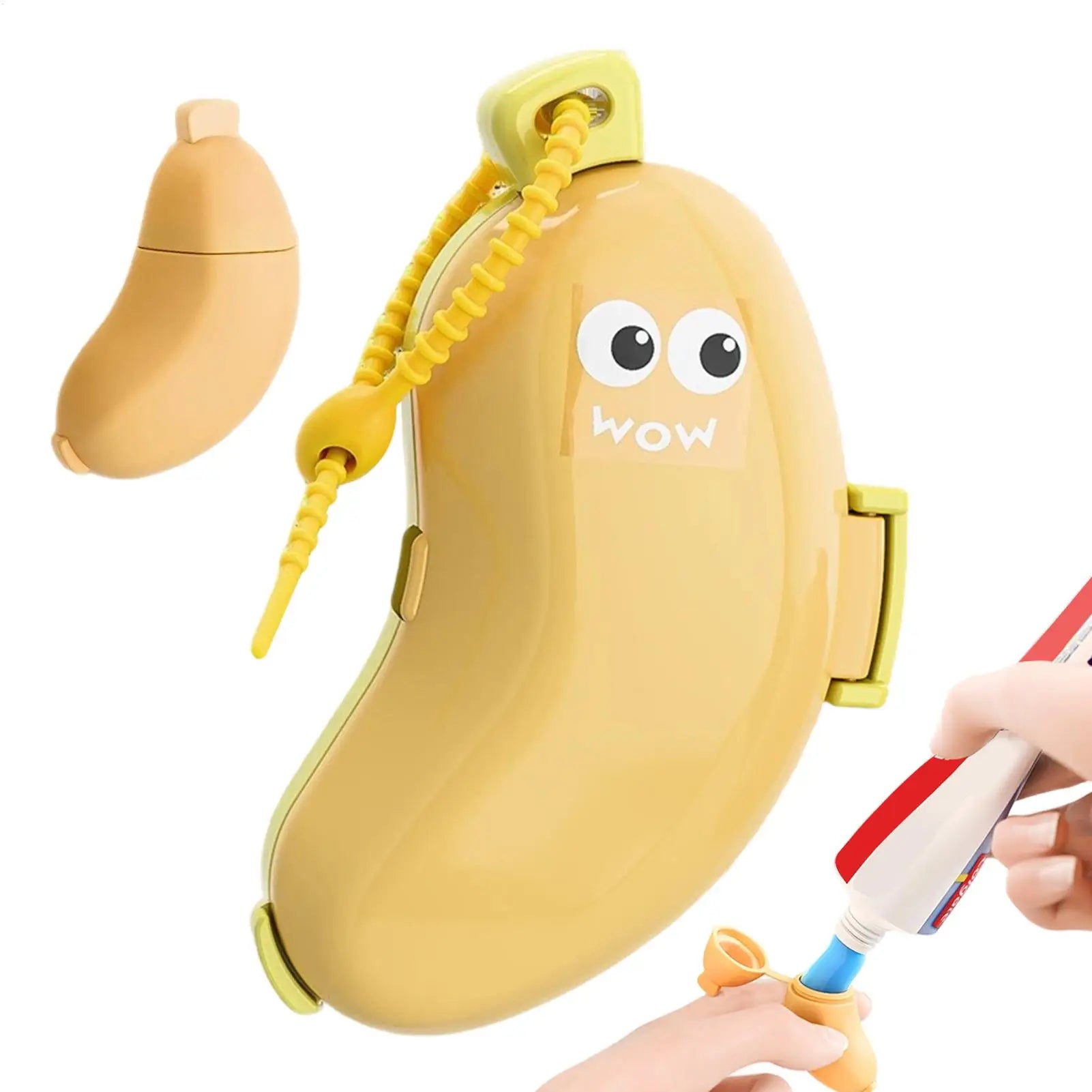 Banana Shaped Silicone Travel Toothbrush Holder Built-in Toothpaste Dispenser Portable Dustproof Toothbrush Storage Case