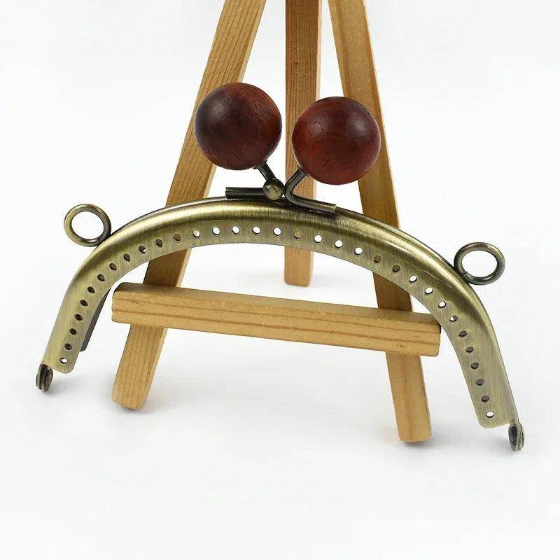 1/2/5Pcs Metal Wood Bead Purse Frame 12.5/16.5/20.5cm Wallet Kiss Clasp Bag Handle DIY Handmade Leather Craft Sewing Accessories