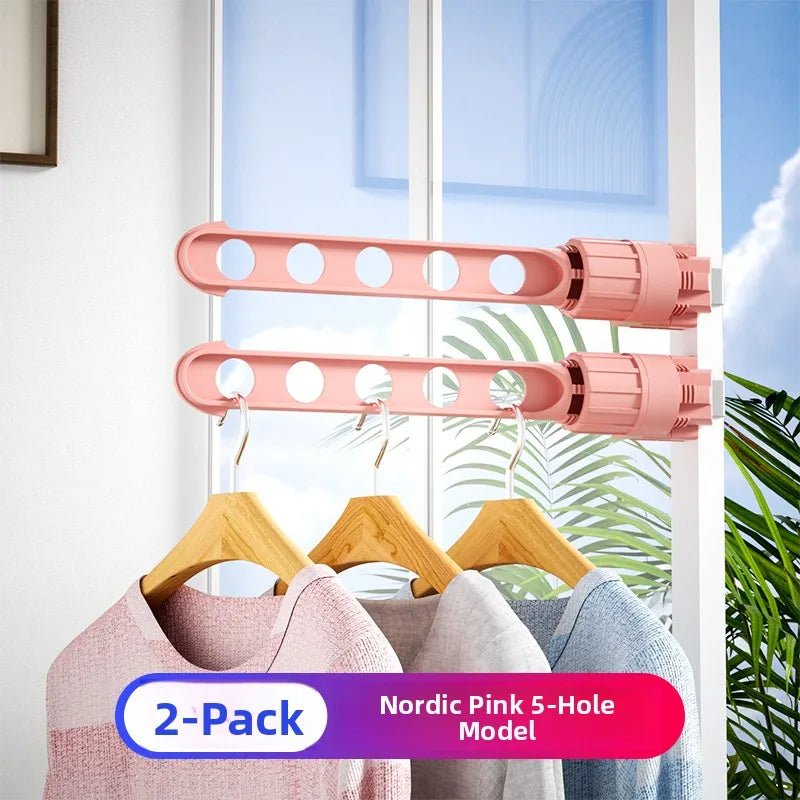 Travel-Friendly Window Frame Clothes Drying Rack Clip-On Small Size Balcony Clothesline Outdoor Clothes Hanger Plastic Material