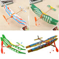 50cm Rubber Band Powered Bipplane Glider Aircraft DIY Foam Plane Model Educational Airplane Toy for Kids Outdoor Sport Toy Gift