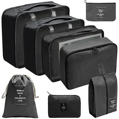 8/9PCS Set Packing Cubes For Travel Waterproof Clothes Underwear Shoes Toiletries Organizer Tidy Pouch Travel Storage Bag