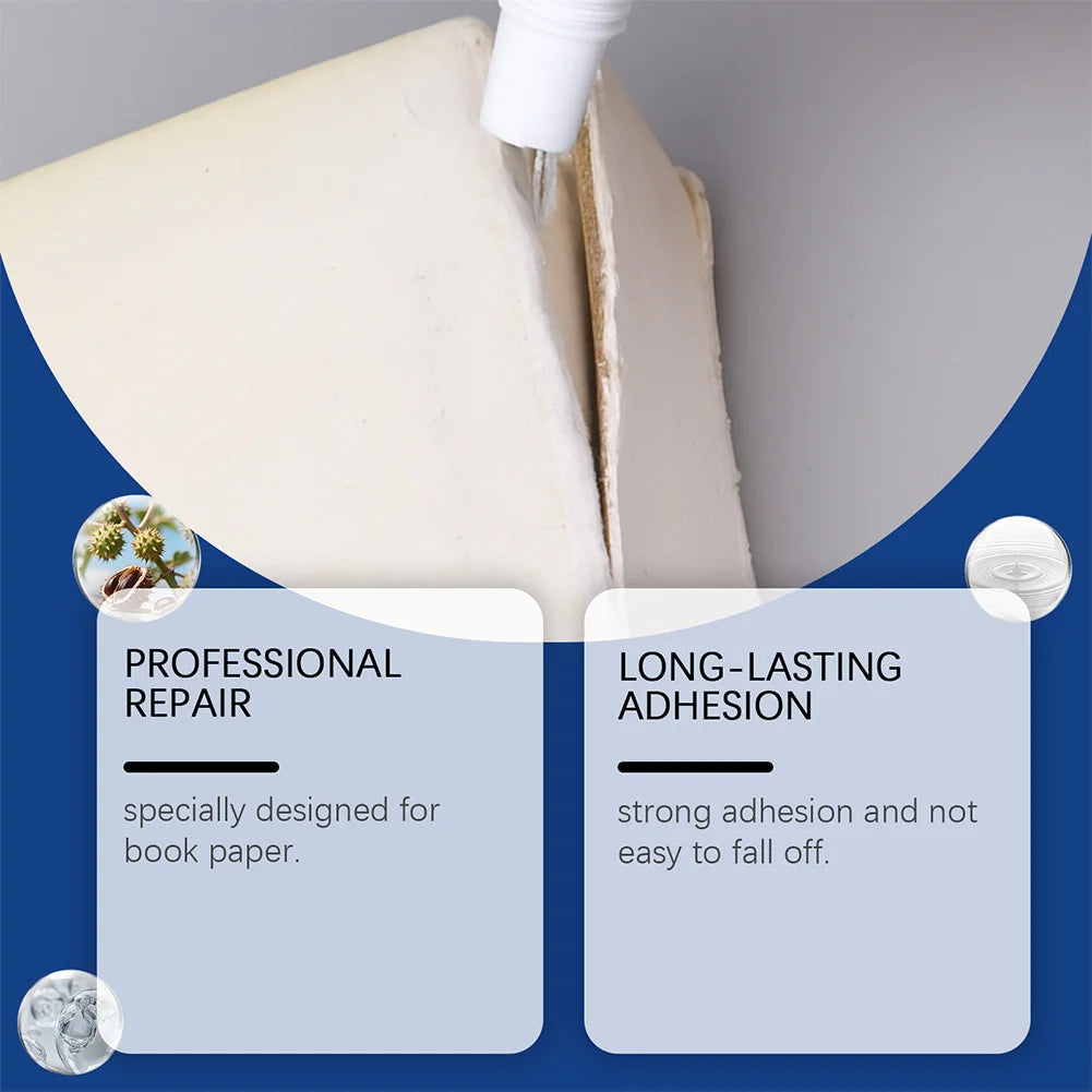 Clear Book Adhesive with Brush Transparent Book Binding Adhesive Quick-Drying Repair Glue for Envelopes Postcards Paper Craft