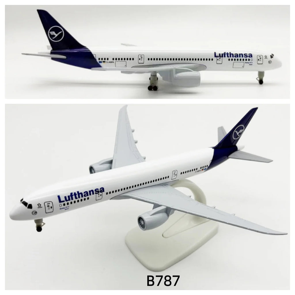 20cm Lufthansa Model Plane B787 Metal Replica Model Plane Aviation Simulation Scale Aircraft Collection Toys Boys Kids