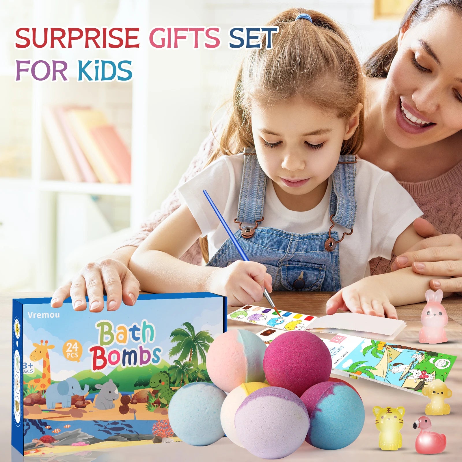 Bath Bombs for Kids with Toy Inside, 24 Pcs Natural and Organic Bubble Bath Bombs with Glow-in-The-Dark Surprise Inside