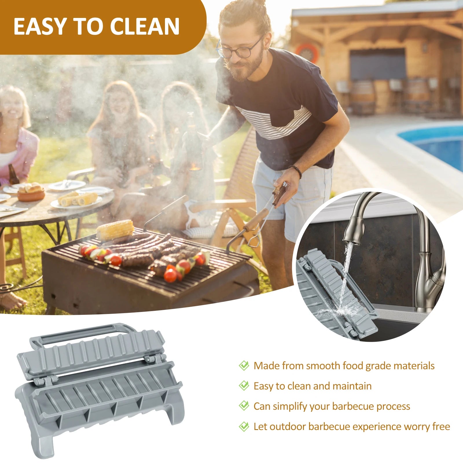 Kebab Maker, Easy Kebab Maker Press Machine, Barbecue Skewer Maker, Grill Reusable Manual BBQ Kebab Mould Utensils