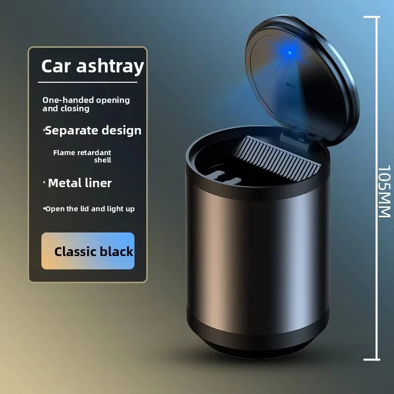Car LED Ashtray Garbage Coin Storage Cup Container Cigar Ashtray Holder Auto Interior Accessories Car LED Aluminum Alloy Ashtray