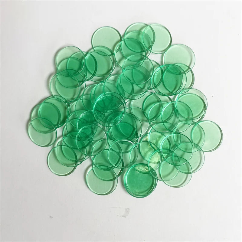 100pcs 19mm Transparent Chips Plastic Counting Supplies Counters For Maths Board Game Token