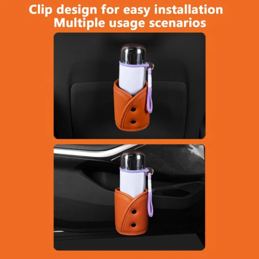 Multifunctional Leather Door Cup Holder Beverage Holder Storage Bucket Rear Seat Cup Holder Storage Bag Car Interior Accessories