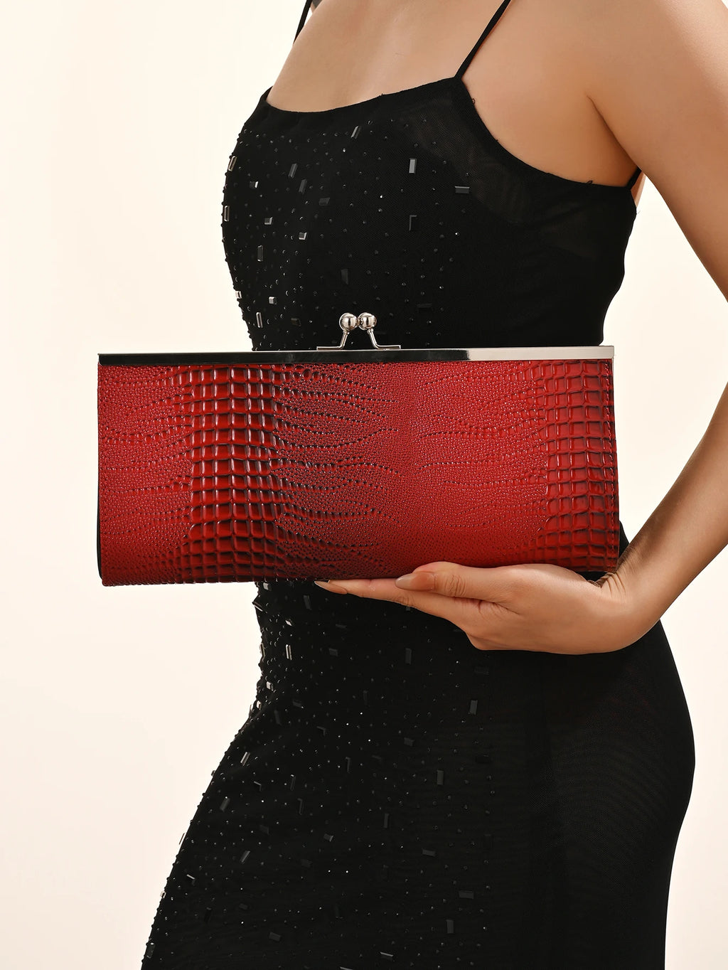 Classic Textured Animal Skin Pattern Coin Purse, Clutch Purse Evening Bag for Women, Glitter Evening Envelope Handbag