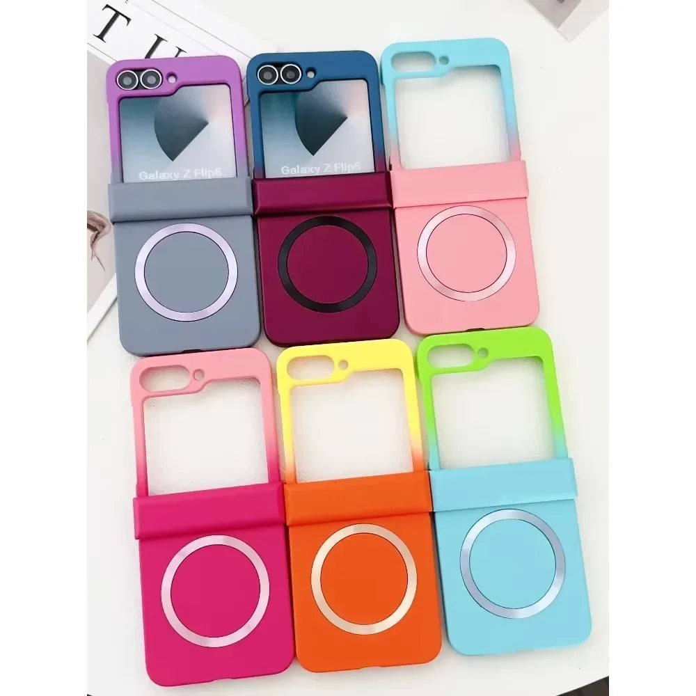 Gradient Color For Magsafe Magnetic Hinge Protection Hard Plastic Phone Case for Samsung Galaxy Z Flip 8 7 FE 6 5 4 3 5G Cover
