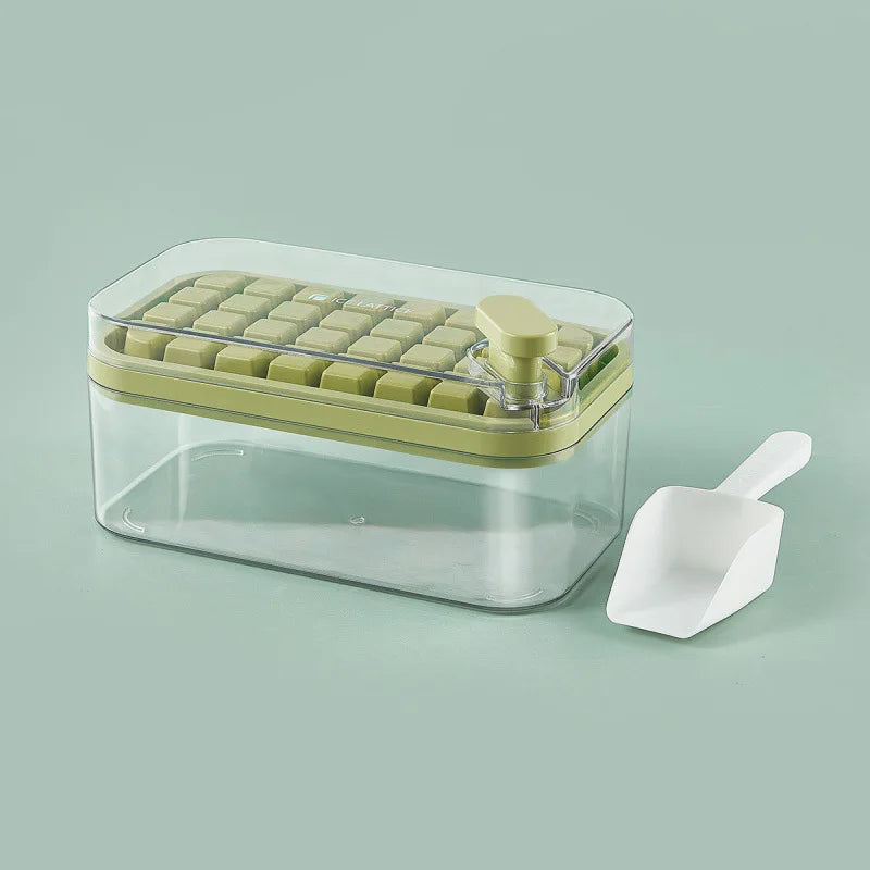 32/64 Grids Ice Cube Maker Ice Storage Box with Lid Pressing Ice Molds Silicone Ice Cube Tray One Button Release Ice Cube Mold