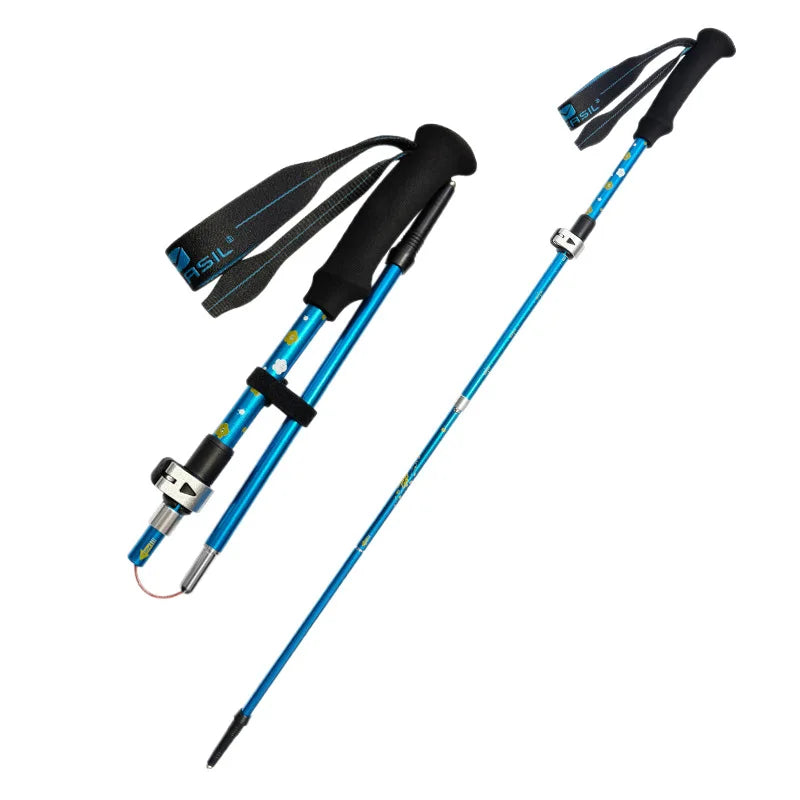 Kids Telescoping Hiking Poles - 4-Section Aluminum Alloy Folding Trekking Sticks, Lightweight Collapsible Walking Staff