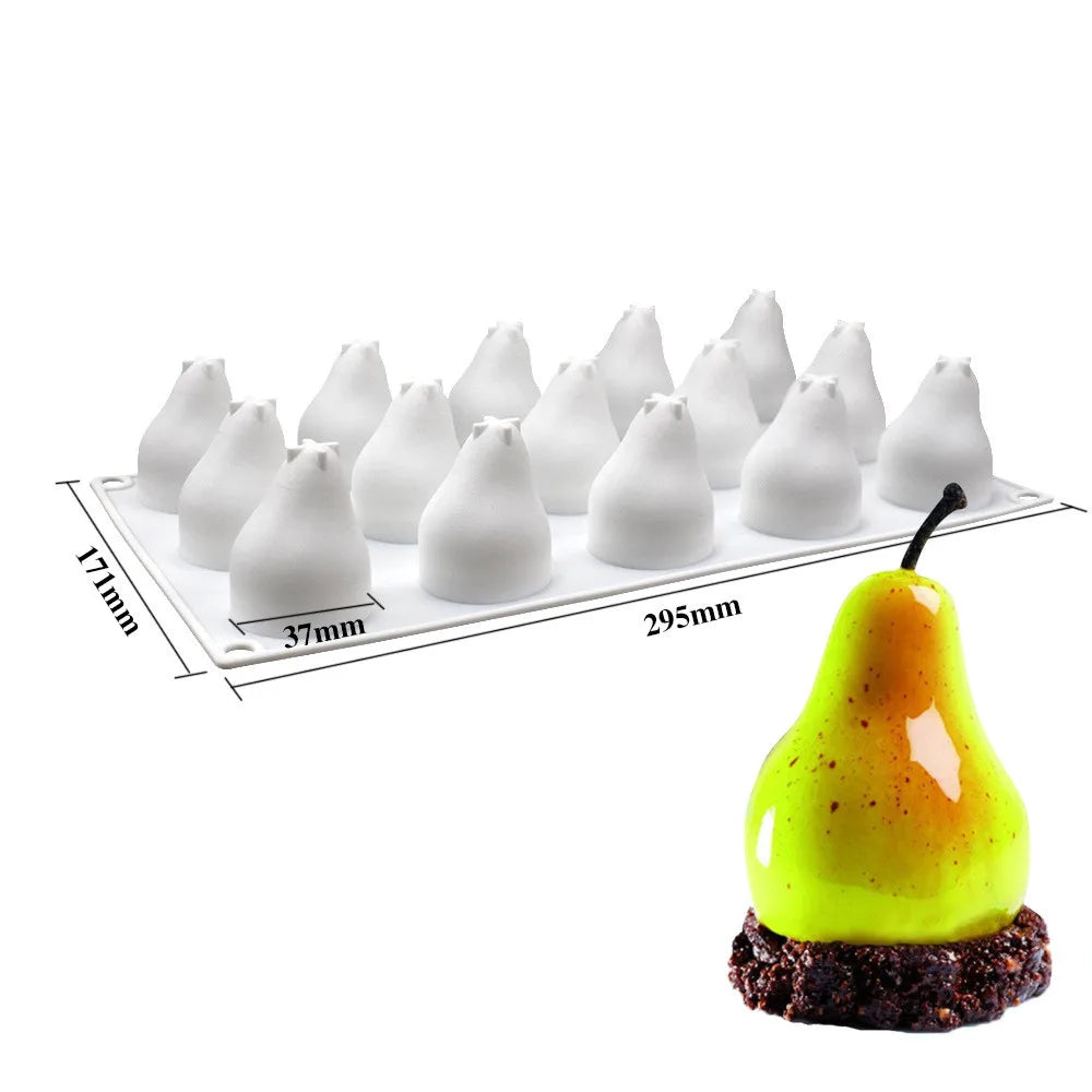 1pcs Pineapple Pear Peach Fruit Series Cake Silicone Mold Mango Orange Baking Mousse Mould Strawberry French Dessert Mousse Mold