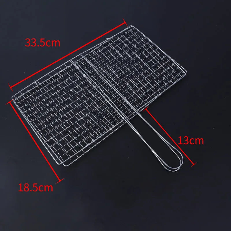 Stainless Steel Barbecue Grilling Basket Non Stick Fish Vegetable Steak Picnic Party Barbecue Gadget Picnic Party BBQ Rack Mesh