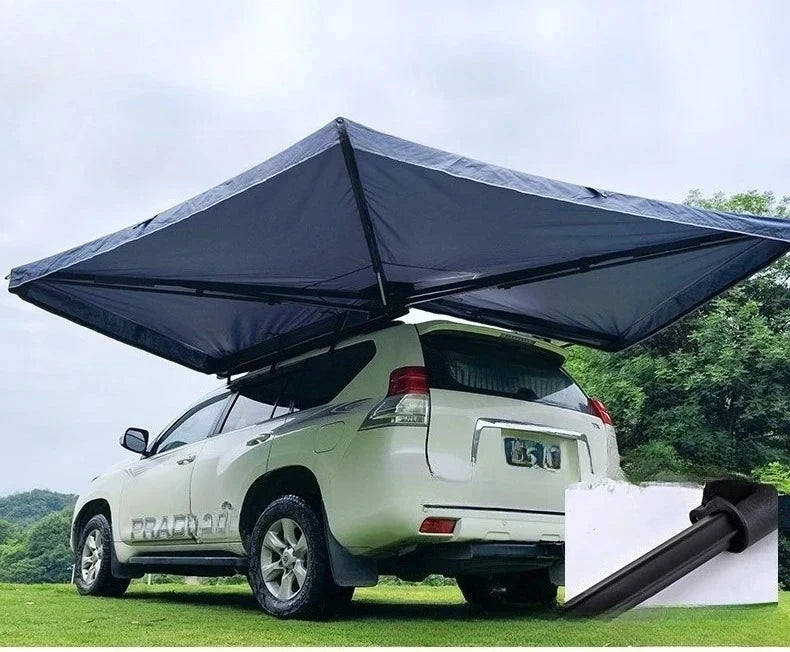 Canvas Car Awning Waterproof Heavy Duty 4x4 Camping SUV Trailer Side Aluminum Pole Sun Shelter for Overland Travel