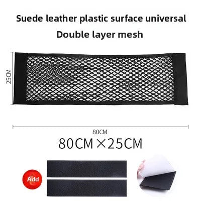 Car Trunk Storage Mesh Pocket Hook Loop Net Bag Organizer Tail Seat Back Pocket Universal Auto Magic Tape Interior Accessories
