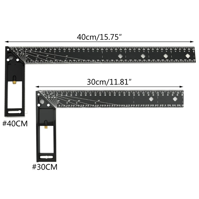 Carpenter Square Aluminum Right Ruler Angles 90 TurningRuler Woodworking Measuring Tool Gauges Angles Square