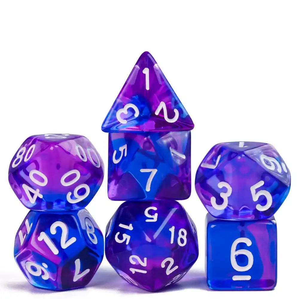 DND Glitter Dice Set 7Pcs/Set Sickle Font D4 D6 D8 D10 D% D12 D20 Polyhedral Dice for Dungeons&Dragons Role Playing Board Games